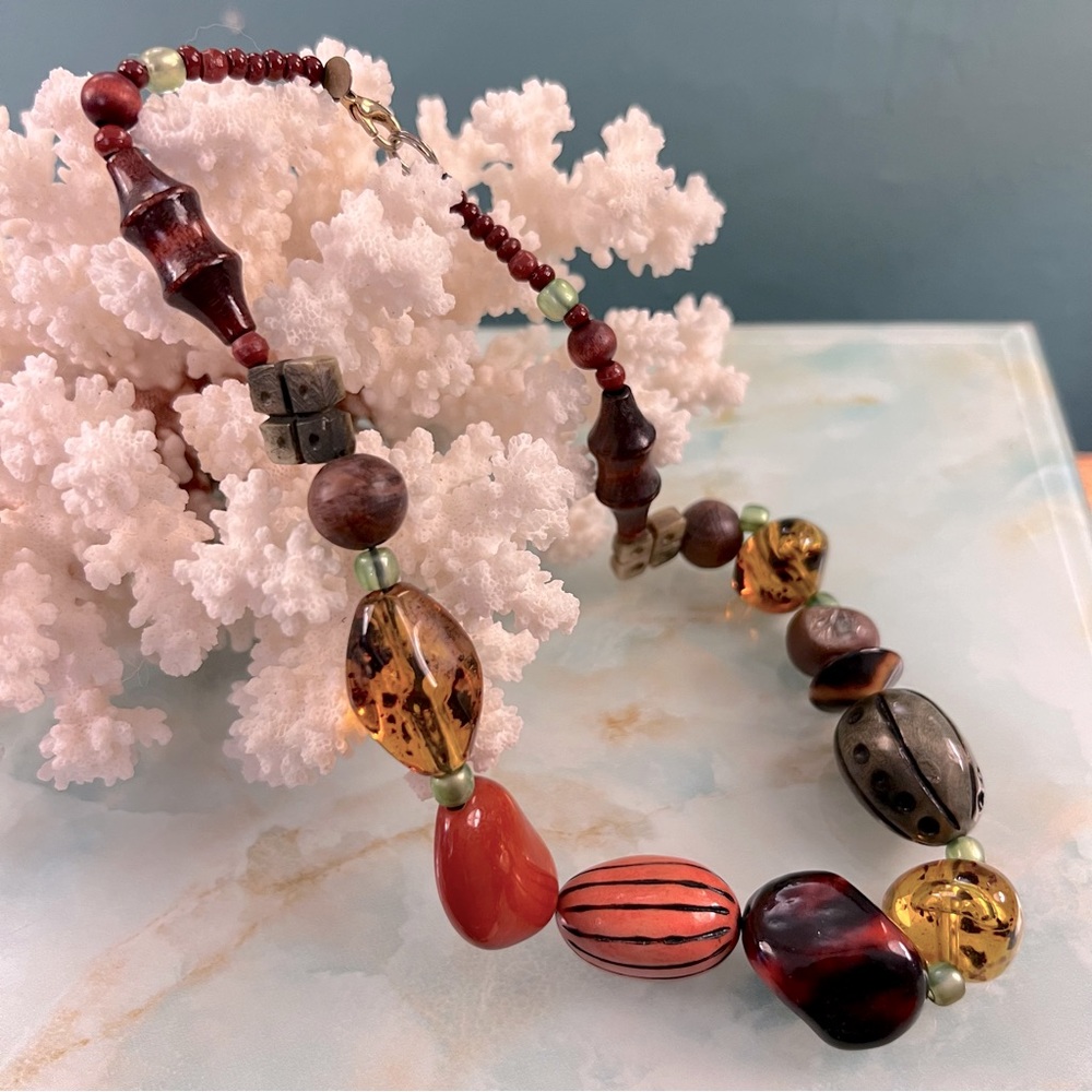 TERESA GOODALL Mixed Media Bead Statement Chunky Choker Necklace